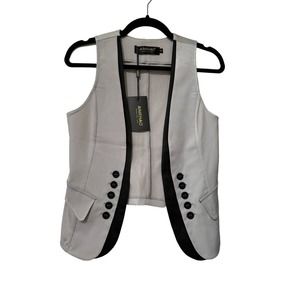 Medium Women Double-breasted Grey and Black Vest